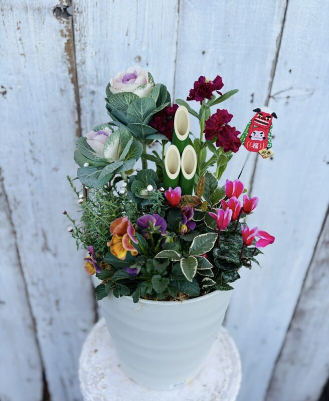お花の門松寄せ植え教室