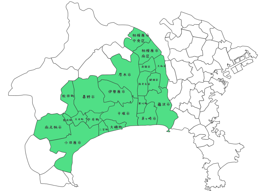 イラスト：緑地管理の営業エリアの地図