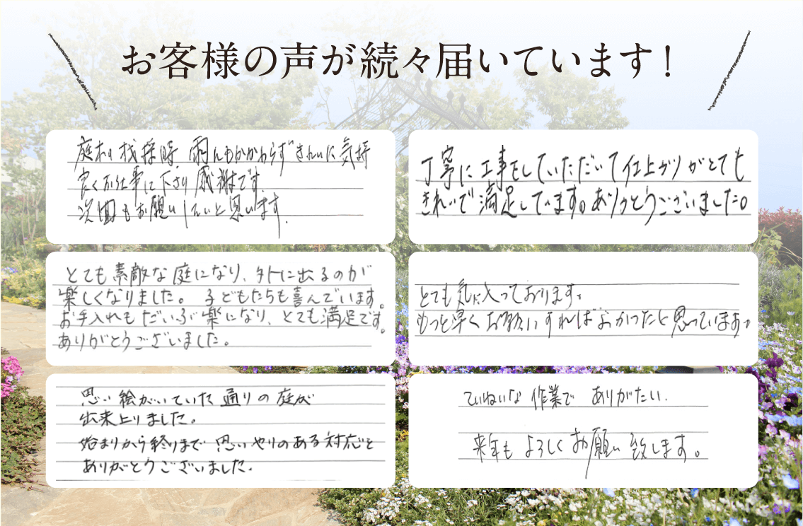 写真：お客様の声が続々届いています！