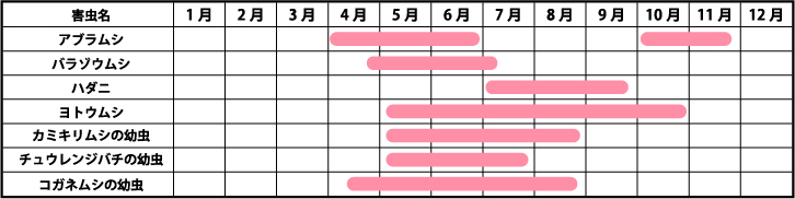 害虫の発生しやすい時期画像